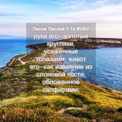 Picture 04 - Песни Песней 5:14 RUSV - руки его--золотые кругляки, - Bible Verse Picture
