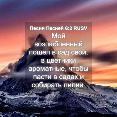 Picture 04 - Песни Песней 6:2 RUSV - Мой возлюбленный пошел в - Bible Verse Picture