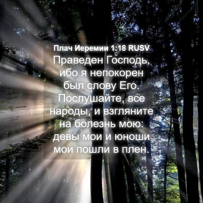 Picture 04 - Плач Иеремии 1:18 RUSV - Праведен Господь, ибо я - Bible Verse Picture