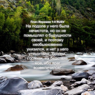 Picture 04 - Плач Иеремии 1:9 RUSV - На подоле у него была - Bible Verse Picture