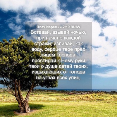 Picture 04 - Плач Иеремии 2:19 RUSV - Вставай, взывай ночью, при - Bible Verse Picture