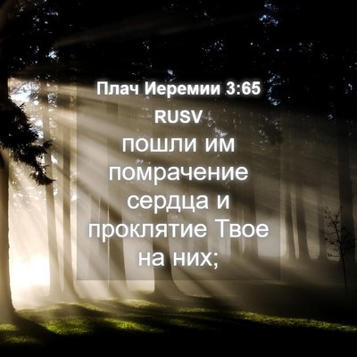 Picture 04 - Плач Иеремии 3:65 RUSV - пошли им помрачение сердца - Bible Verse Picture
