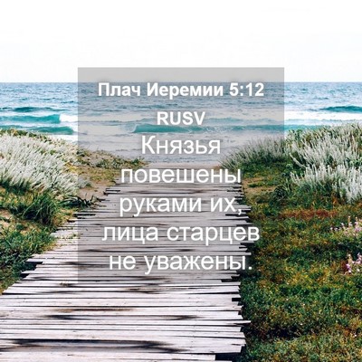 Picture 04 - Плач Иеремии 5:12 RUSV - Князья повешены руками их, - Bible Verse Picture