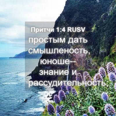 Picture 04 - Притчи 1:4 RUSV - простым дать смышленость, - Bible Verse Picture