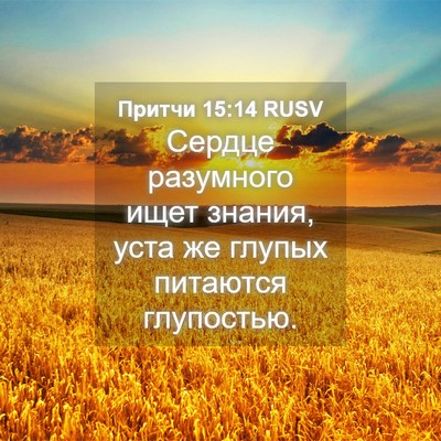 Picture 04 - Притчи 15:14 RUSV - Сердце разумного ищет - Bible Verse Picture