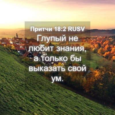 Picture 04 - Притчи 18:2 RUSV - Глупый не любит знания, а - Bible Verse Picture