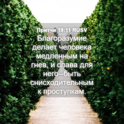 Picture 04 - Притчи 19:11 RUSV - Благоразумие делает - Bible Verse Picture