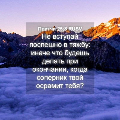 Picture 04 - Притчи 25:8 RUSV - Не вступай поспешно в - Bible Verse Picture