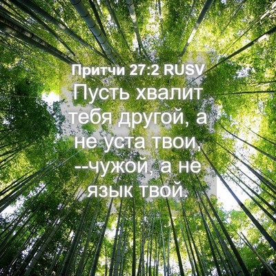 Picture 04 - Притчи 27:2 RUSV - Пусть хвалит тебя другой, а - Bible Verse Picture