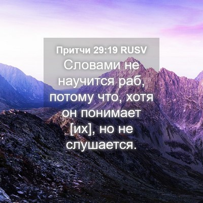 Picture 04 - Притчи 29:19 RUSV - Словами не научится раб, - Bible Verse Picture