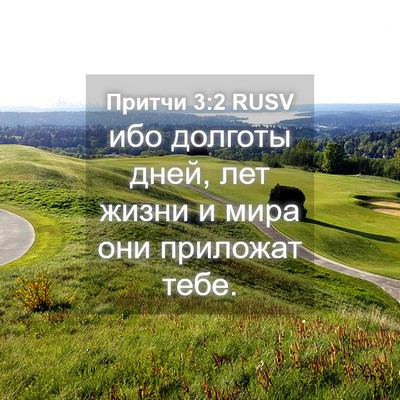 Picture 04 - Притчи 3:2 RUSV - ибо долготы дней, лет жизни - Bible Verse Picture
