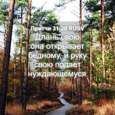 Picture 04 - Притчи 31:20 RUSV - Длань свою она открывает - Bible Verse Picture