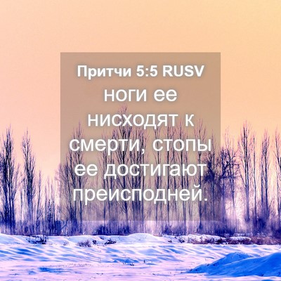 Picture 04 - Притчи 5:5 RUSV - ноги ее нисходят к смерти, - Bible Verse Picture