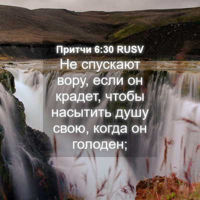 Picture 04 - Притчи 6:30 RUSV - Не спускают вору, если он - Bible Verse Picture