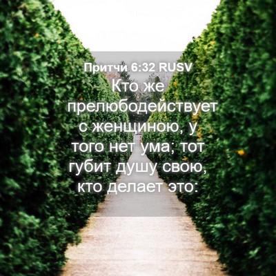 Picture 04 - Притчи 6:32 RUSV - Кто же прелюбодействует с - Bible Verse Picture