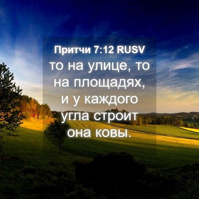Picture 04 - Притчи 7:12 RUSV - то на улице, то на площадях, - Bible Verse Picture