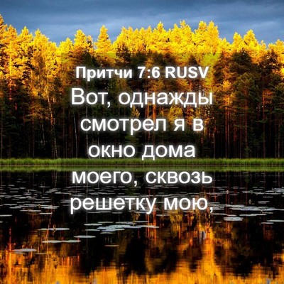 Picture 04 - Притчи 7:6 RUSV - Вот, однажды смотрел я в - Bible Verse Picture
