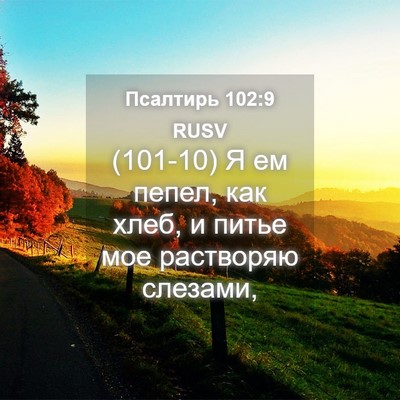 Picture 04 - Псалтирь 102:9 RUSV - (101-10) Я ем пепел, как хлеб, и - Bible Verse Picture