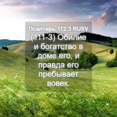 Picture 04 - Псалтирь 112:3 RUSV - (111-3) Обилие и богатство в - Bible Verse Picture