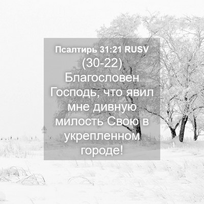 Picture 04 - Псалтирь 31:21 RUSV - (30-22) Благословен Господь, - Bible Verse Picture