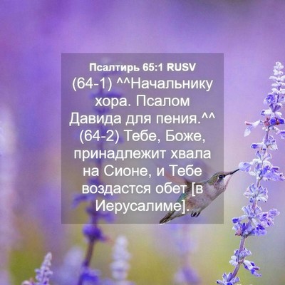 Picture 04 - Псалтирь 65:1 RUSV - (64-1) ^^Начальнику хора. - Bible Verse Picture