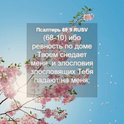 Picture 04 - Псалтирь 69:9 RUSV - (68-10) ибо ревность по доме - Bible Verse Picture