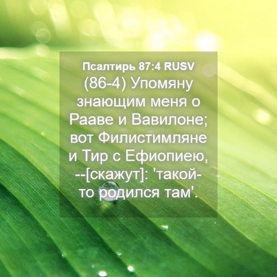 Picture 04 - Псалтирь 87:4 RUSV - (86-4) Упомяну знающим меня о - Bible Verse Picture