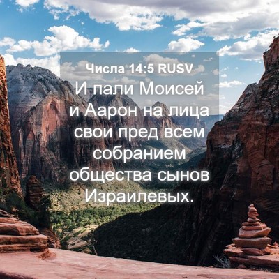 Picture 04 - Числа 14:5 RUSV - И пали Моисей и Аарон на - Bible Verse Picture