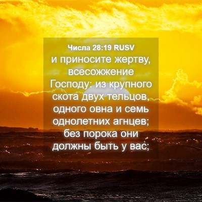 Picture 04 - Числа 28:19 RUSV - и приносите жертву, - Bible Verse Picture