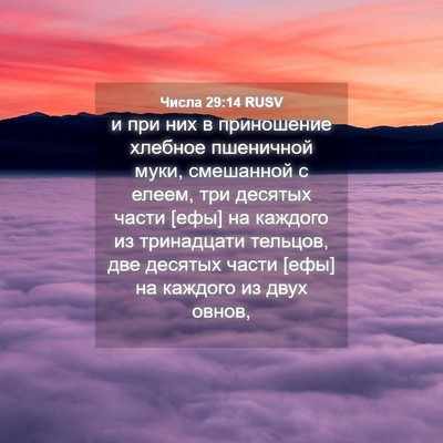 Picture 04 - Числа 29:14 RUSV - и при них в приношение - Bible Verse Picture