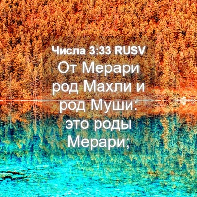 Picture 04 - Числа 3:33 RUSV - От Мерари род Махли и род - Bible Verse Picture