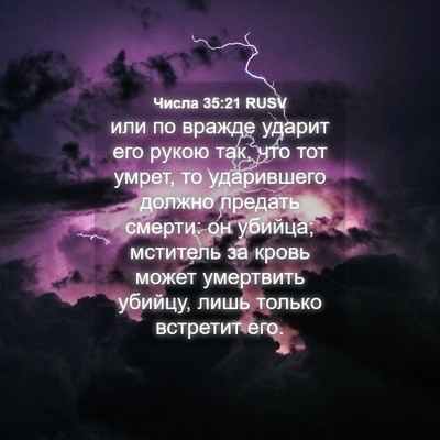 Picture 04 - Числа 35:21 RUSV - или по вражде ударит его - Bible Verse Picture