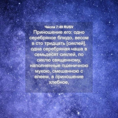 Picture 04 - Числа 7:49 RUSV - Приношение его: одно - Bible Verse Picture