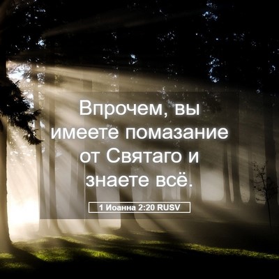 Picture 05 - 1 Иоанна 2:20 RUSV - Впрочем, вы имеете - Bible Verse Picture
