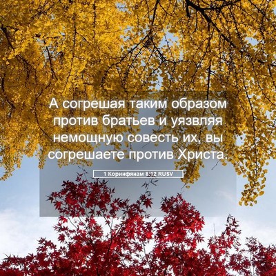 Picture 05 - 1 Коринфянам 8:12 RUSV - А согрешая таким образом - Bible Verse Picture