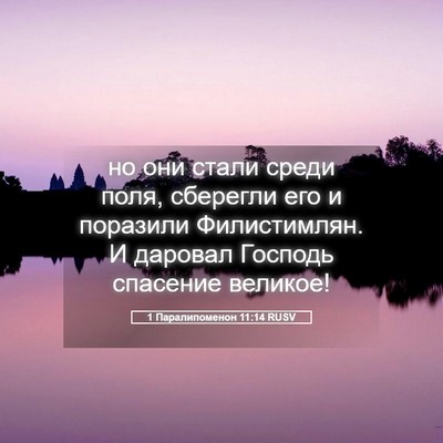 Picture 05 - 1 Паралипоменон 11:14 RUSV - но они стали среди поля, - Bible Verse Picture