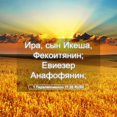 Picture 05 - 1 Паралипоменон 11:28 RUSV - Ира, сын Икеша, Фекоитянин; - Bible Verse Picture