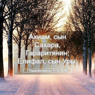 Picture 05 - 1 Паралипоменон 11:35 RUSV - Ахиам, сын Сахара, - Bible Verse Picture