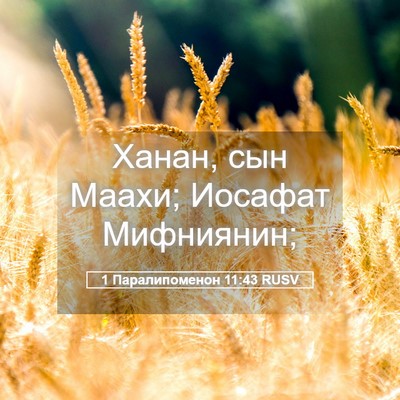 Picture 05 - 1 Паралипоменон 11:43 RUSV - Ханан, сын Маахи; Иосафат - Bible Verse Picture