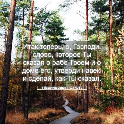 Picture 05 - 1 Паралипоменон 17:23 RUSV - Итак теперь, о, Господи, - Bible Verse Picture