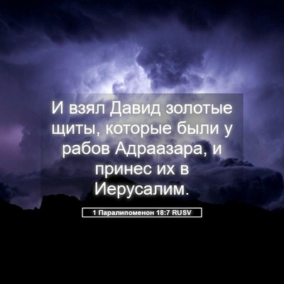 Picture 05 - 1 Паралипоменон 18:7 RUSV - И взял Давид золотые щиты, - Bible Verse Picture
