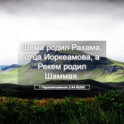 Picture 05 - 1 Паралипоменон 2:44 RUSV - Шема родил Рахама, отца - Bible Verse Picture