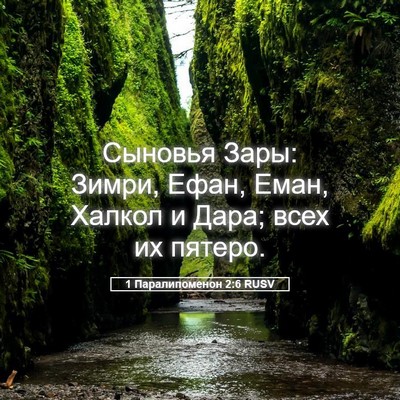 Picture 05 - 1 Паралипоменон 2:6 RUSV - Сыновья Зары: Зимри, Ефан, - Bible Verse Picture