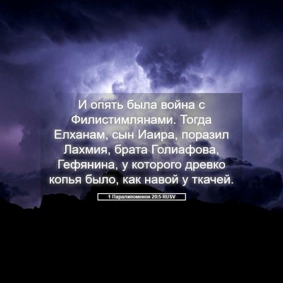 Picture 05 - 1 Паралипоменон 20:5 RUSV - И опять была война с - Bible Verse Picture