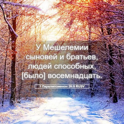Picture 05 - 1 Паралипоменон 26:9 RUSV - У Мешелемии сыновей и - Bible Verse Picture