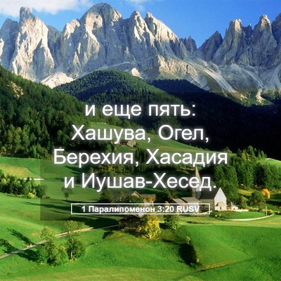Picture 05 - 1 Паралипоменон 3:20 RUSV - и еще пять: Хашува, Огел, - Bible Verse Picture