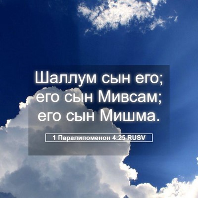 Picture 05 - 1 Паралипоменон 4:25 RUSV - Шаллум сын его; его сын - Bible Verse Picture