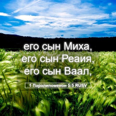 Picture 05 - 1 Паралипоменон 5:5 RUSV - его сын Миха, его сын Реаия, - Bible Verse Picture