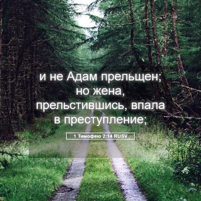 Picture 05 - 1 Тимофею 2:14 RUSV - и не Адам прельщен; но жена, - Bible Verse Picture