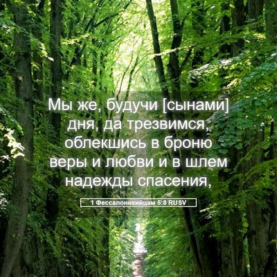 Picture 05 - 1 Фессалоникийцам 5:8 RUSV - Мы же, будучи [сынами] дня, - Bible Verse Picture